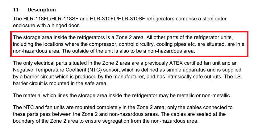 Холодильник Haier Biomedical ATEX сертификат выдержка